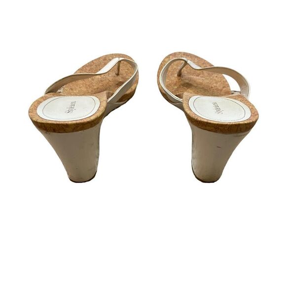 Style & Co White Leather Wedge Flip Flop Sandals Size 9.5 - Picture 5 of 11